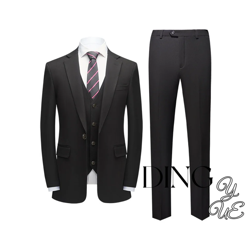 Blazer Vest Pants High-end Brand Solid Color Formal Business Out Trojdielna sada Groom Svadobná šou Dress Party