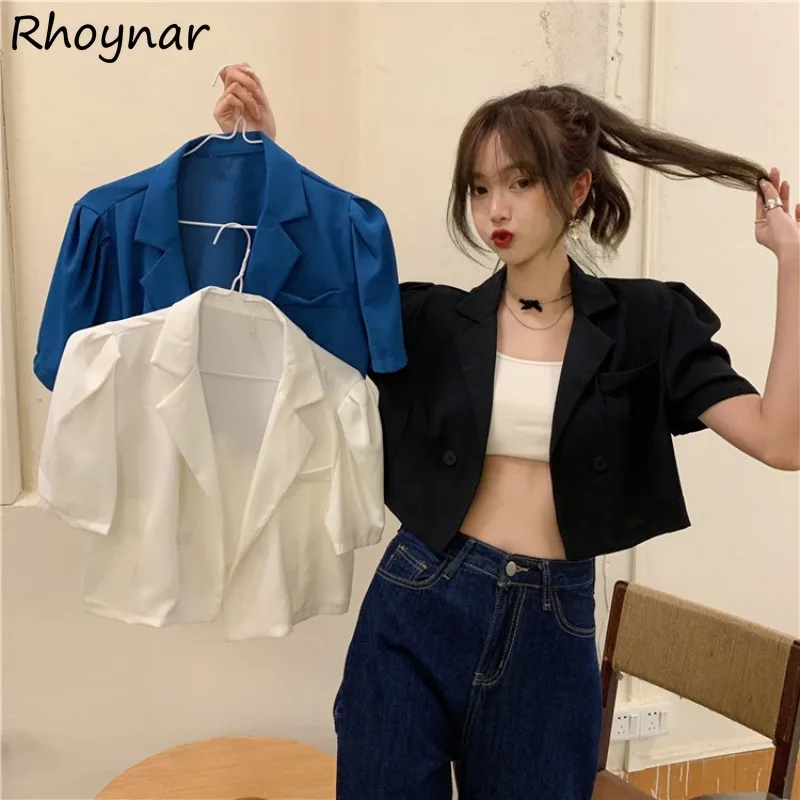 Blazers Ženy pevné tenké letné plodiny cool sexy streetwear college ulzzang dizajn základný zápas Mujer de Moda Hot Sale Casual