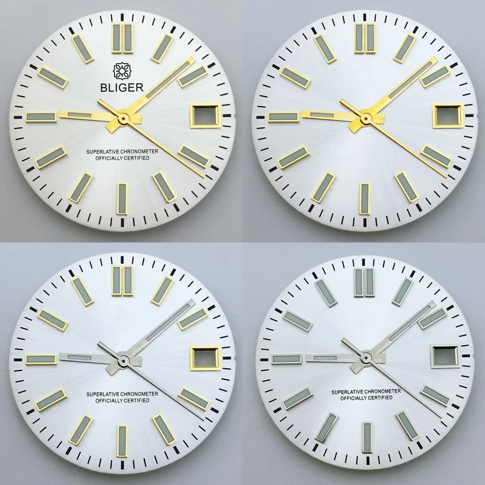 Bliger/No Logo 29 mm Biele index bieleho číselníka/strieborného indexu s rukami C3 Luminát Fit NH35 NH36 Pohyb Fit 3,0 hodiny/3,8 hodín.