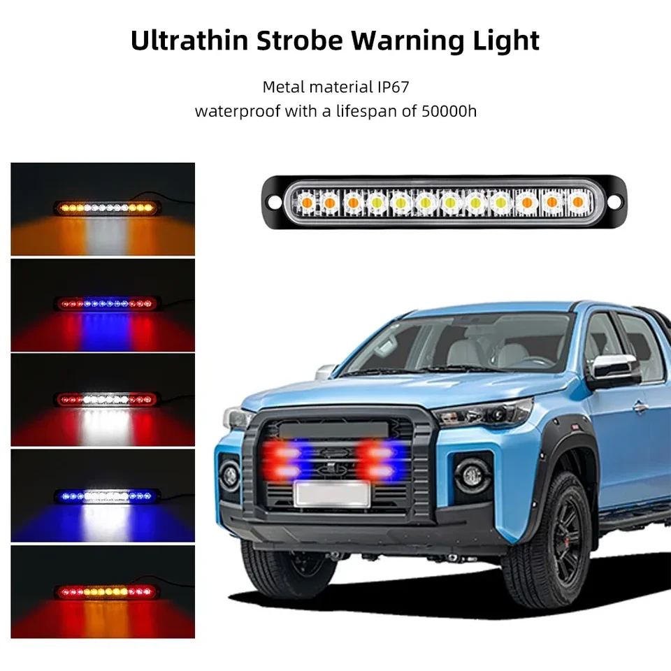 Blikajúce svetlo blikajúce svetlo mriežky auta núdzové svetlo 12led Warn Light Sigight Lights pre vozidlo Strobe LED svetlo 12v 24v