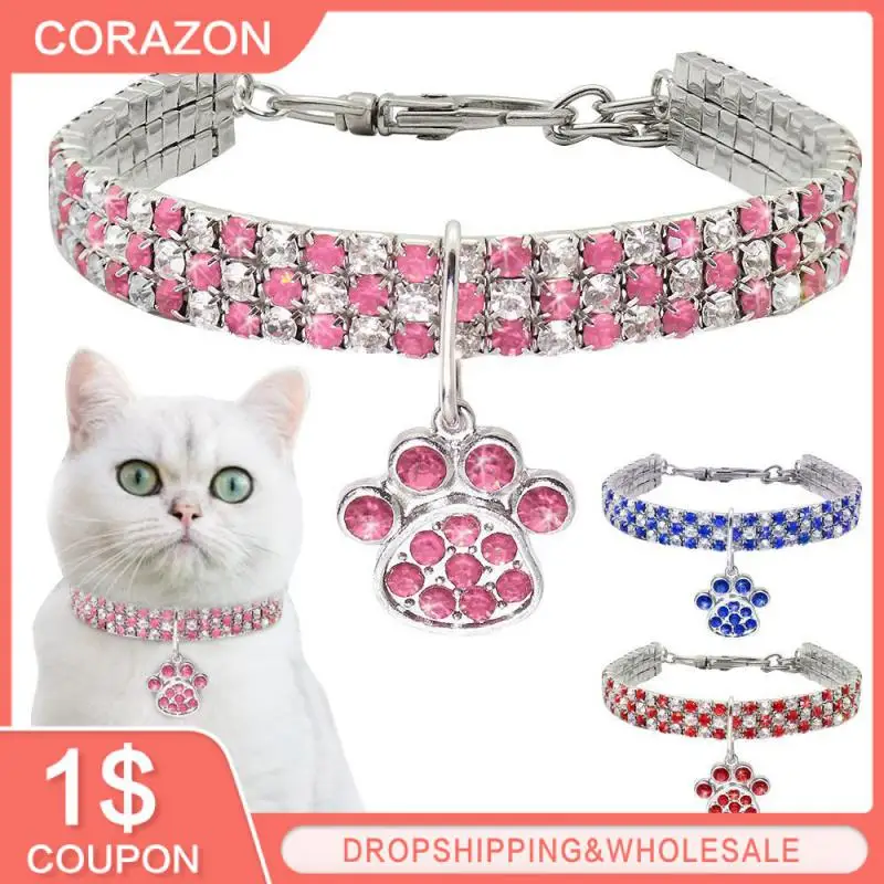 Bling Cat Collar Rinestone Puppy Small Dogs Collar Diamond Cat náhrdelník Colorful šteňa obojku domáce zvieratá Dodávky psov doplnky psov
