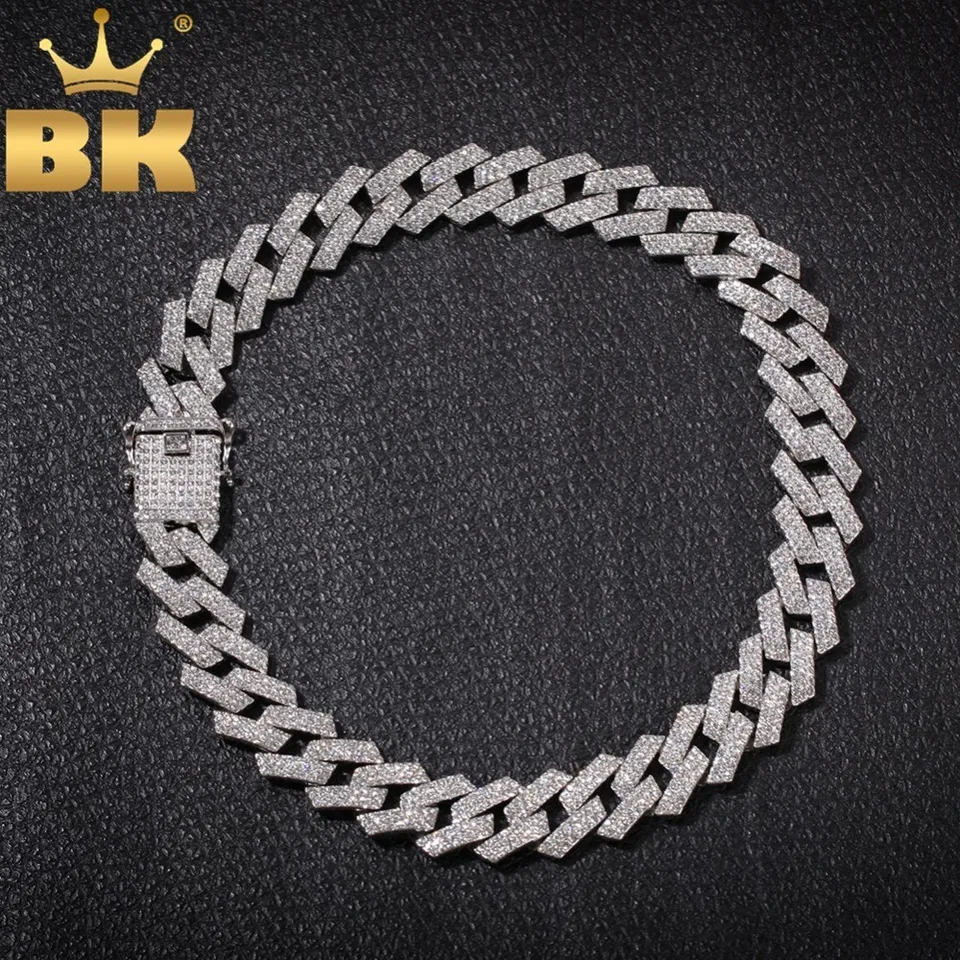 Bling King 20 mm hrot kubánskych linkových reťazcov náhrdelník módne hiphop šperky 3 -riadkové kamienky, ktoré sa vyskytujú náhrdelníky pre mužov