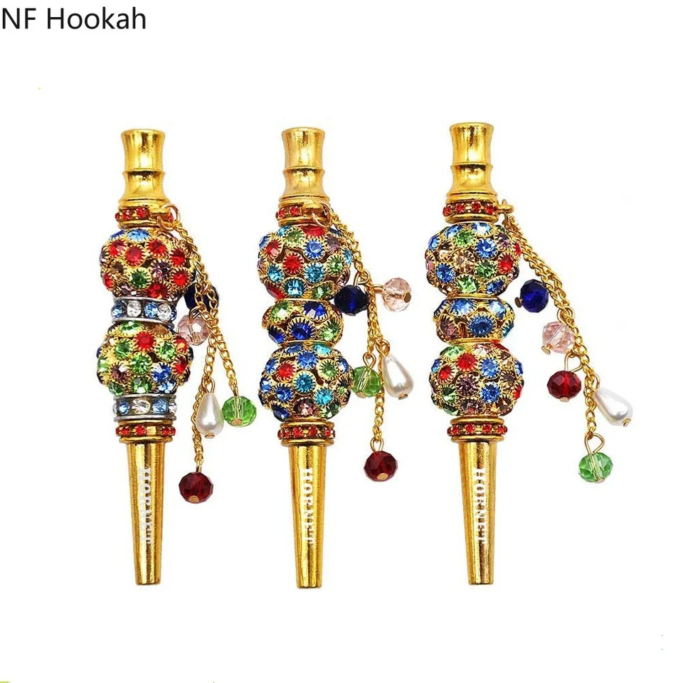 Bling luxusný strieborný ručne vyrábaný vykladaný perla šperky zliatiny shisha vodná fajka Tips Tip Tip s darčekovým taškou
