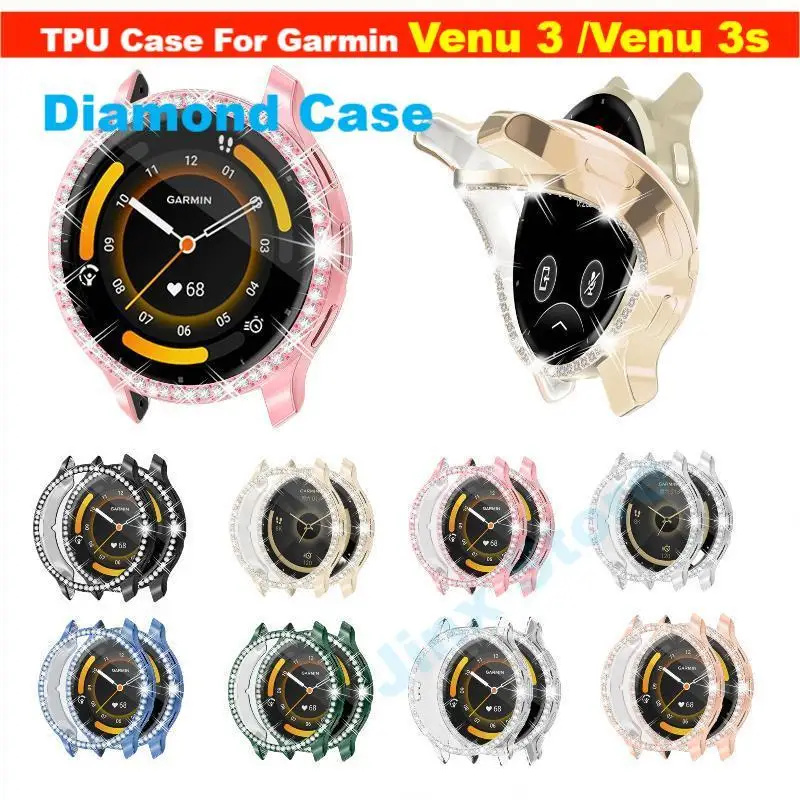 Bling TPU puzdro pre Garmin Venu 3 Samrt hodinky Diamand Crystal Venu3 Soft Bumper Ochranné kryt