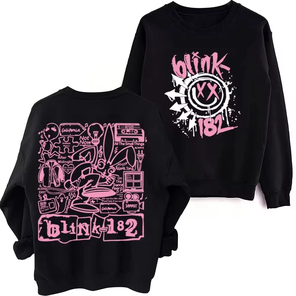 BLINK 182 HOT TOUR 2024 Plus veľkosti posádka CREW SPORT Sports Casy High Street Grafické dámy tlačené kapucňu unisex vysokokvalitné