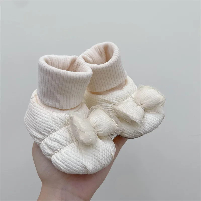 Blotona detské dievčenské ponožky topánky Big Bow Ribbed Fleece Neflip First Walking Soft Sole princezná topánky