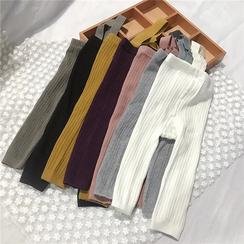 Blotona Toddler Girls Boys Plears Pants Pants Detská farebná pletená pletené legíny Spring Jeseň Zimné teplé nohavice, 0-4 roky