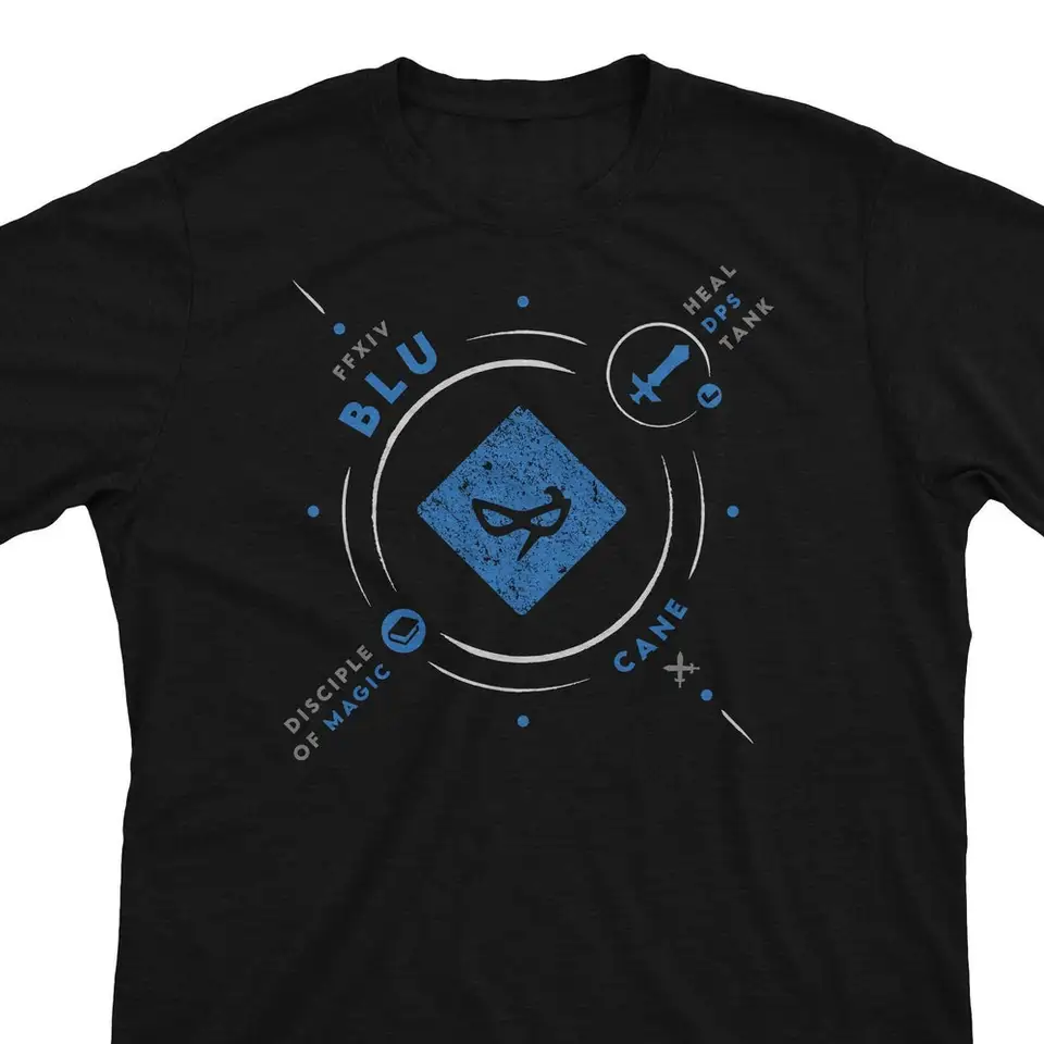 Blu Life FFXIV inšpirovaný modrý mage DPS Limited Job FF14 MMO Gamer T tričko alebo
