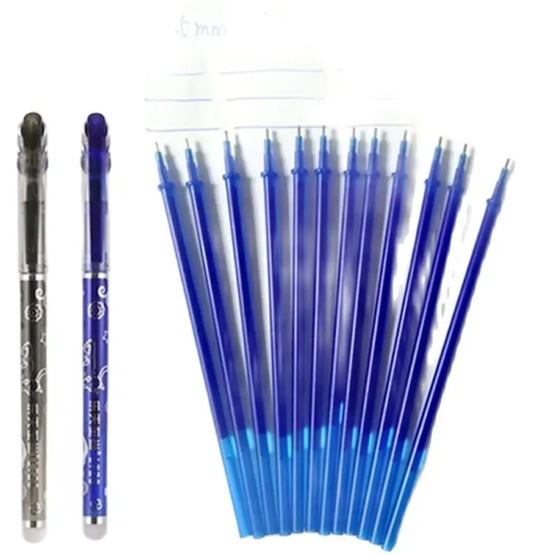 Blue Erasable Gel Pen Revills, náplň atramentu, trenie vymazateľné perá, Fine Point, 0,5 mm, ideálne pre plánovač písania, krížovku