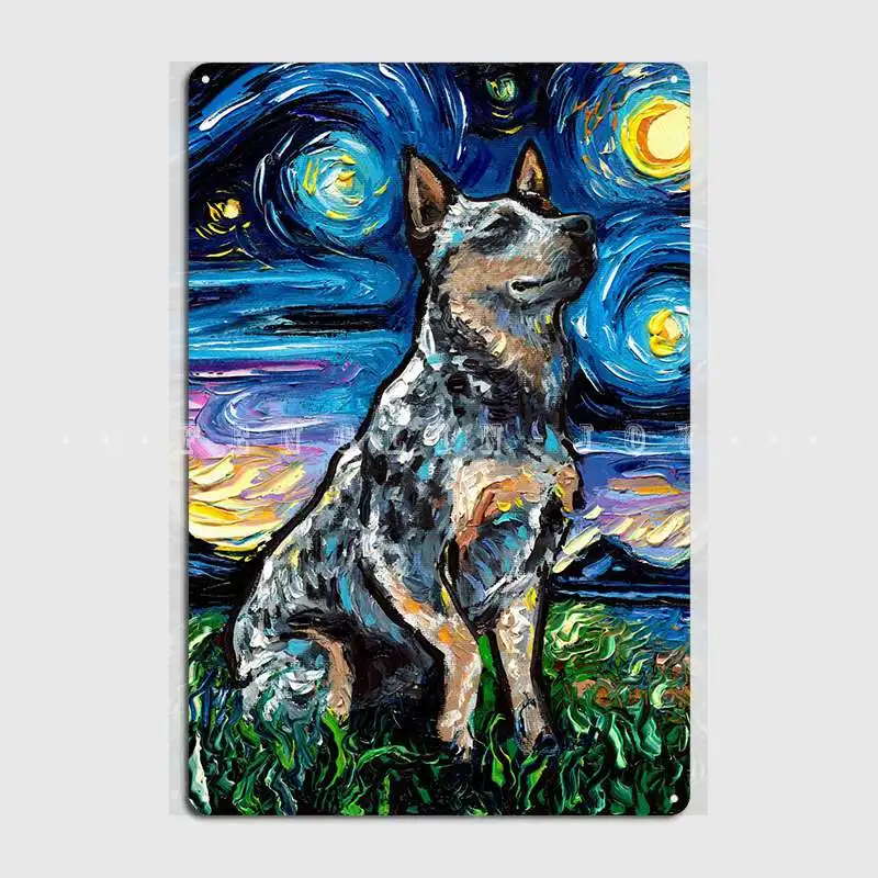 Blue Heeler Night Metal Sign Wall Cave Pub Garáž vinobranie plagáty plagáty