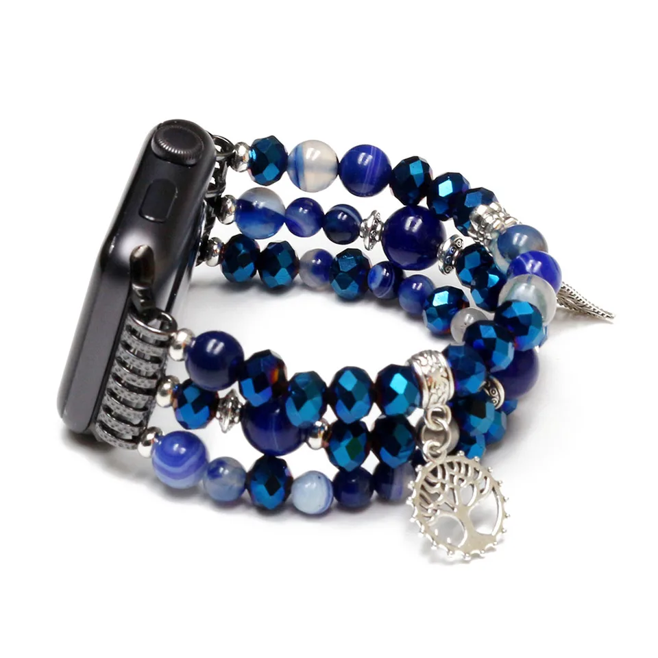 Blue Luxury Woman Bands for Apple Watch Náramok 42 mm 44 mm Iwatch 9 8 7 5 4 3 Bling Wring Wristband Puads Diamond Case Cover 38 mm 40 mm