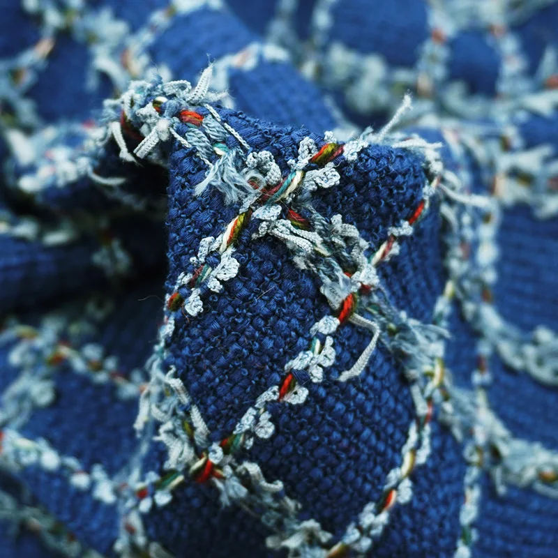 Blue Plaid Tweed Tkanina pre kabát, Tela Costura, šitie pri dvore, látkový tovar, Tela Costura