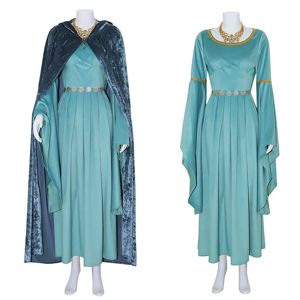 Blue Princezná šaty mys Pán Cosplay z prsteňov Gandalf Cosplay kostým s plným setom Fantasia Halloween Carnival Party Suit