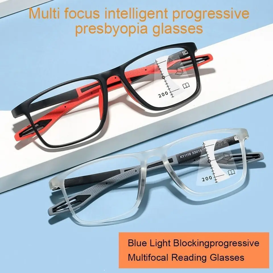 Blue Ray Blokovanie anti-modrých svetlo čítania okuliarov Multifokálne progresívne blízko okuliarov Hyperopia Ultralight Eye Ochrana
