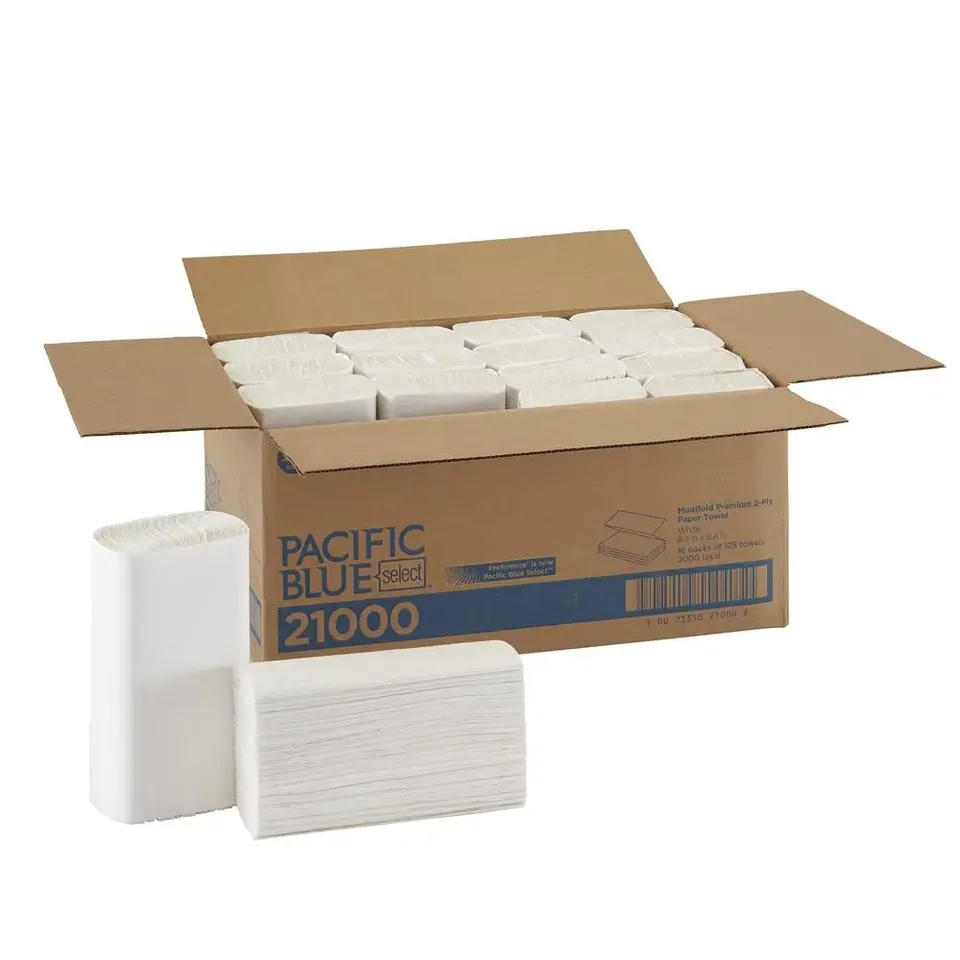 Blue Select Multi-Tour 2-Ply Paper uterák 9 1/5 x 9 2/5 biely absorbácia ruky Sušenie ruky Elegantný dizajn viacúčelové 2000 uterákov CT