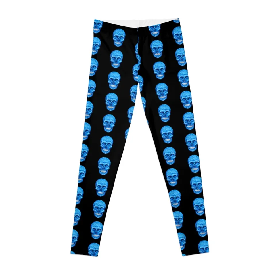 Blue Skull Leggings Legings for Fitness Sportswear Woman Gym Dámske športové oblečenie Push Up pančuchy pre dámske legíny