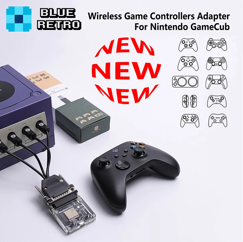Blueretro Bluetooth Wireless Converter Converter Adapter pre Nintendo Gamecube Vhodný PS4 5 Xbox One Switch Pro Ruck