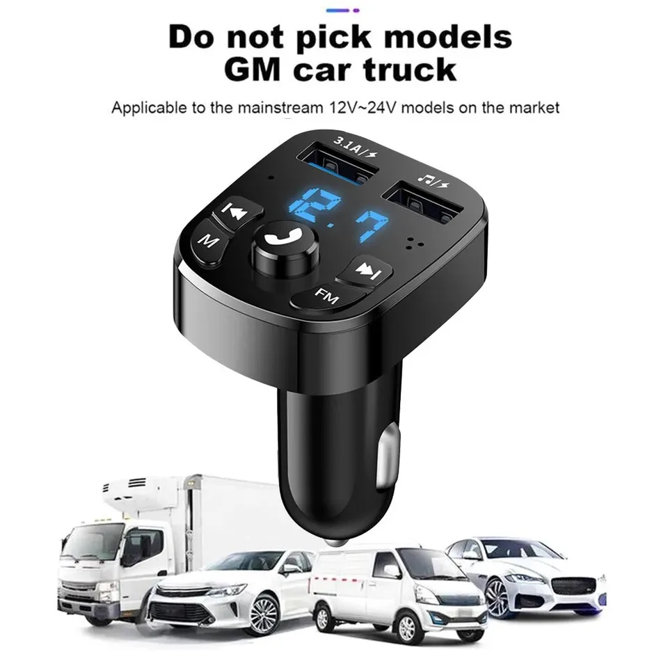 Bluetooth 5.0 Auto Dual USB rýchla nabíjačka FM vysielač ručného karty Audio Modulátor mp3 prehrávač Audio prijímač