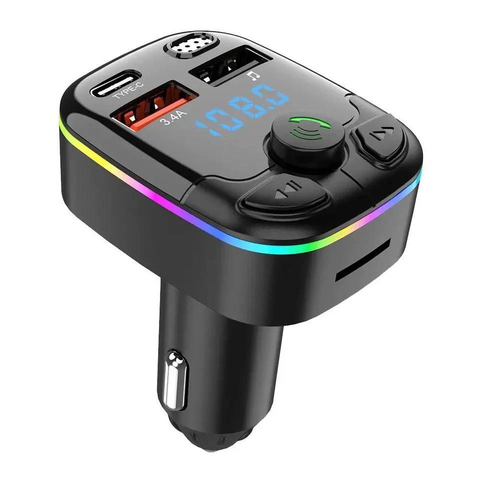 Bluetooth 5.0 CAR FM vysielač PD TYP-C DUAL USB Player Player MP3 nabíjačka typu-C bezdrôtové svetlo 18W Handsfree PD QC3.0 Y3Z4