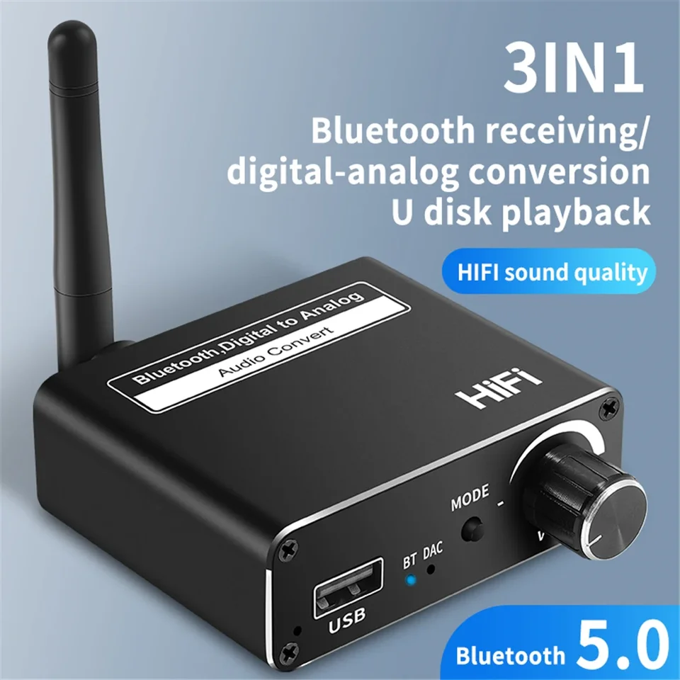 Bluetooth 5.0 Digitálny až analógový audio prevodník DAC SPDIF SPDIF optický vlákno na 3,5 mm 3,5 AUX zosilňovač dekodér