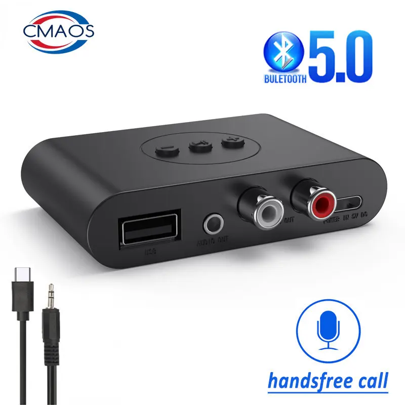 Bluetooth 5.0 Prijímač U Disk RCA 3,5 mm Aux Jack Stereo Wireless Adapter s mikrofónom pre vysielač zosilňovača reproduktora