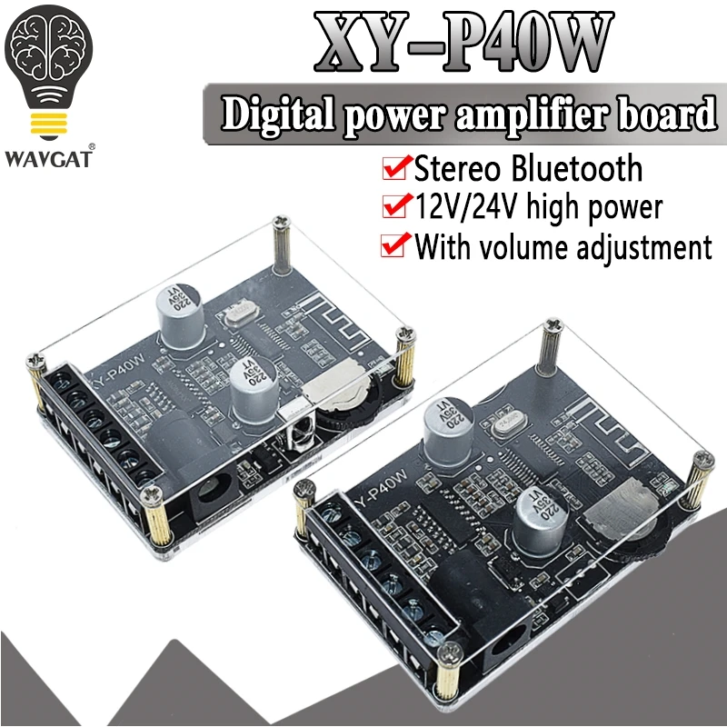 Bluetooth 5.0 Stereo Audio Power Board 40WX2 Bluetooth prijímač DC 12/24V Supply XY-P40W