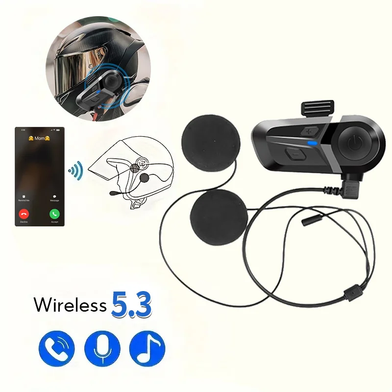 Bluetooth 5.3 Motocyklová prilba náhlavná súprava nepremokavá bezdrôtová bezdrôtová hands-free Phone Hudobný prehrávač pre prilbu Moto prilbu