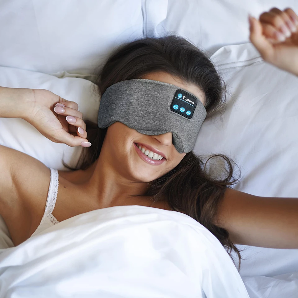 Bluetooth 5.3 čelo pásky Sleephones Eye Mask, maska ​​bezdrôtových hudobných očných slúchadiel pre mužov Dámske bezdrôtové slúchadlá do spánku