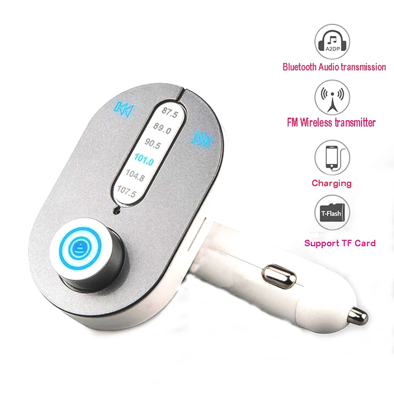 Bluetooth Car Kit Handfree FM Personmitter MP3 Player Support TF Card Car Charger T9 pre iPhone HTC Tablet Doprava zdarma