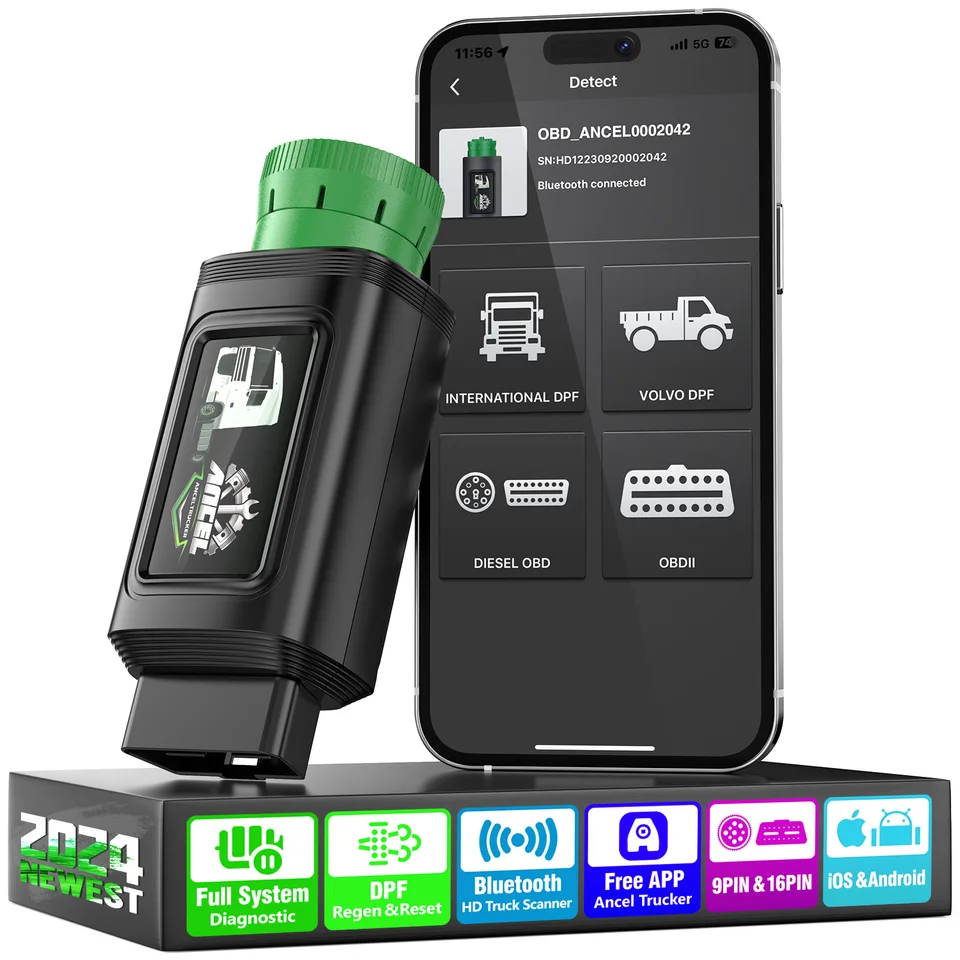 Bluetooth Heavy Duty Truck Scanner 9/16 PIN ANCEL HD120 DPF nútený Regen pre International & Volvo All System Diagnostic Tool