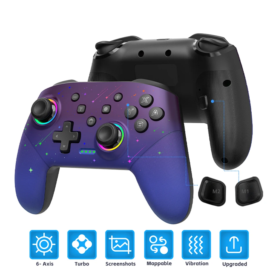 Bluetooth kompatibilný bezdrôtový ovládač 900 mAh batéria 6-osový pohyb prebudenie funkcie pre Nintendo Switch OLED/LITE/PC CONSOLE