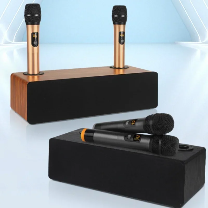 Bluetooth reproduktory HIFI Domáce kina High-Power TV/PC Subwoofer Drevené Karaoke Systém KTV Audio Microfón všetko v jednom