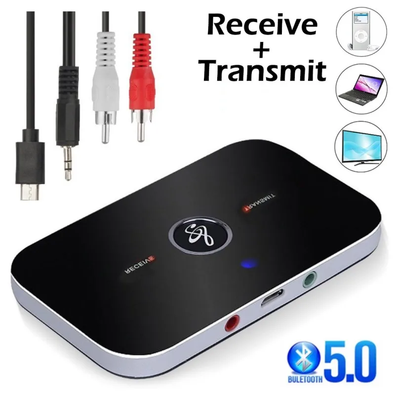 Bluetooth5.0 Audio prijímač vysielač USB Dongle RCA 3,5 mm AUX Jack Stereo Audio Player Wireless Adapter pre TV CAR PC TV