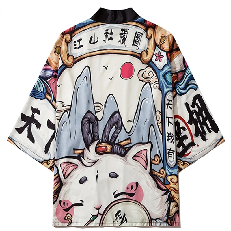 Blúzka pre ženy yukata letná pláž haori japonské oblečenie Čínsky štýl anime kimono nohavice súpravy set cosplay košeľa cosplay