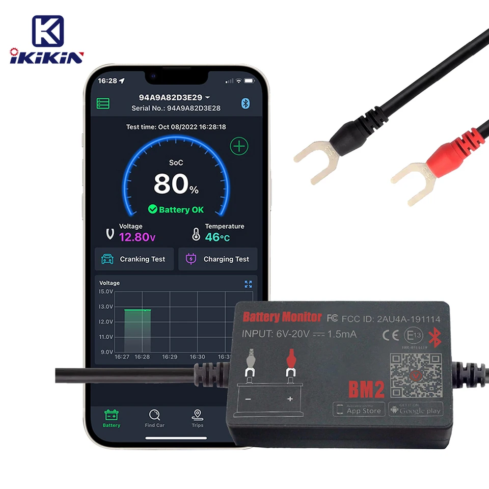 BM2 12V tester batérie Bluetooth 4.0 Monitor batérie pre batériu pre batériu Test nabíjania