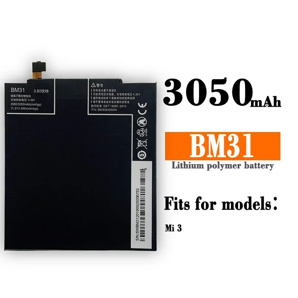 BM31 Najnovšia batéria telefónu 3050 mAh pre xiaomi mi 3 m3 mi3 batérie Interné batenie s darčekovým nástrojom + nálepky