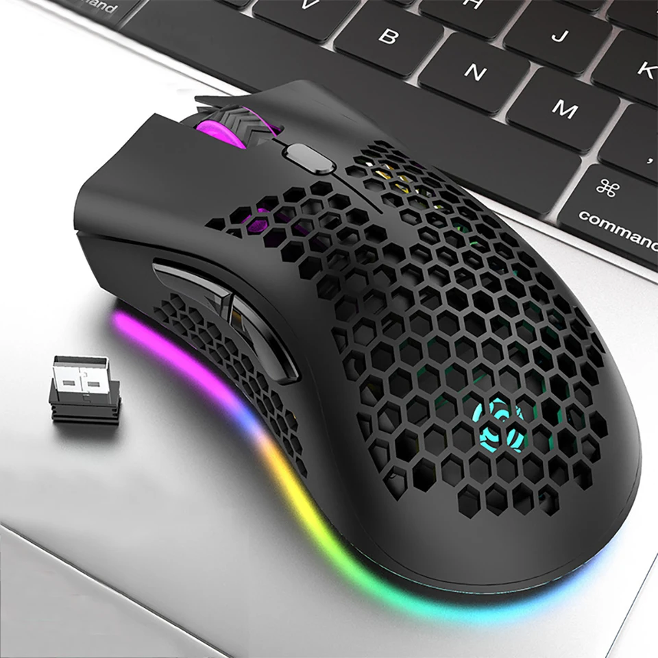 BM600 Nabíjateľná herná myš USB 2.4G Wireless RGB Light ergonómia Gaming Mouse Desktop PC Computers Notebook Laptop Mouses