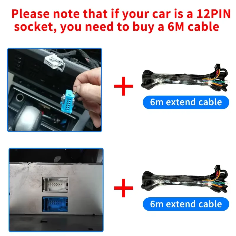 BM6M 6M predlžovací vodičový káblový zväzok rozhlasového kábla pre BMW 3er 5er X5 M3 M5 E46 E53 E39 E38 Blue & White 12 Pin Connectors