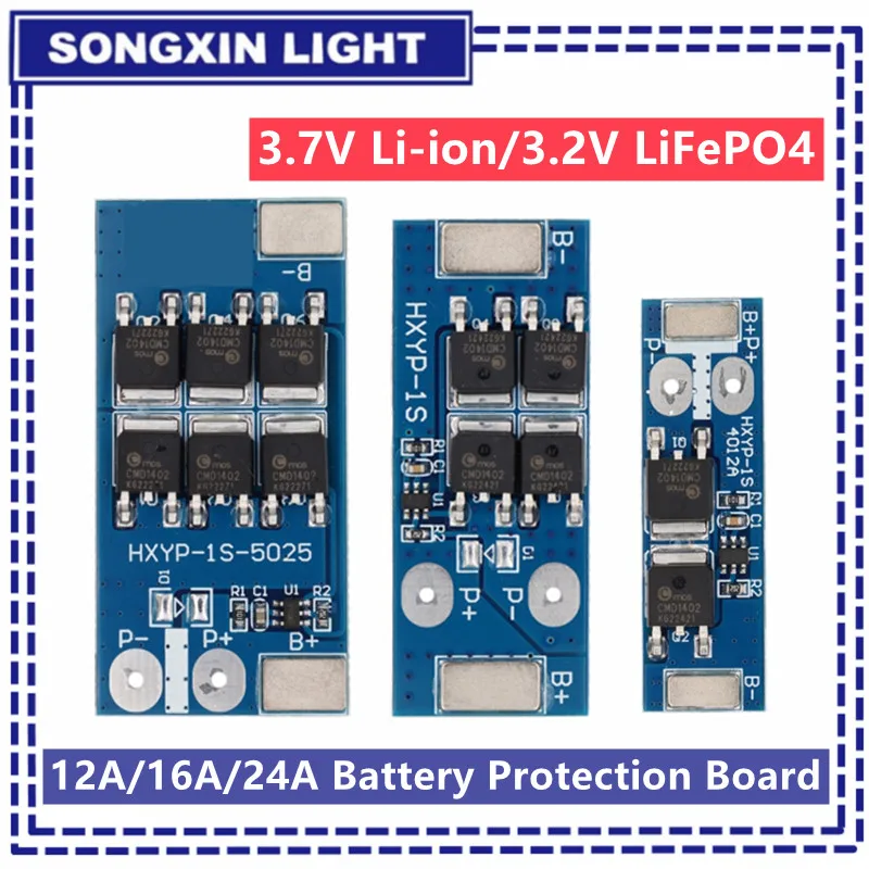 BMS 1S 12A 16A 24A 3,7 V LIFEPO4 LITHICKÁ OCHRANA DOPADY 18650 4,2 V nabíjacie napätie/skrat/Prevencia nadmerného nabíjania