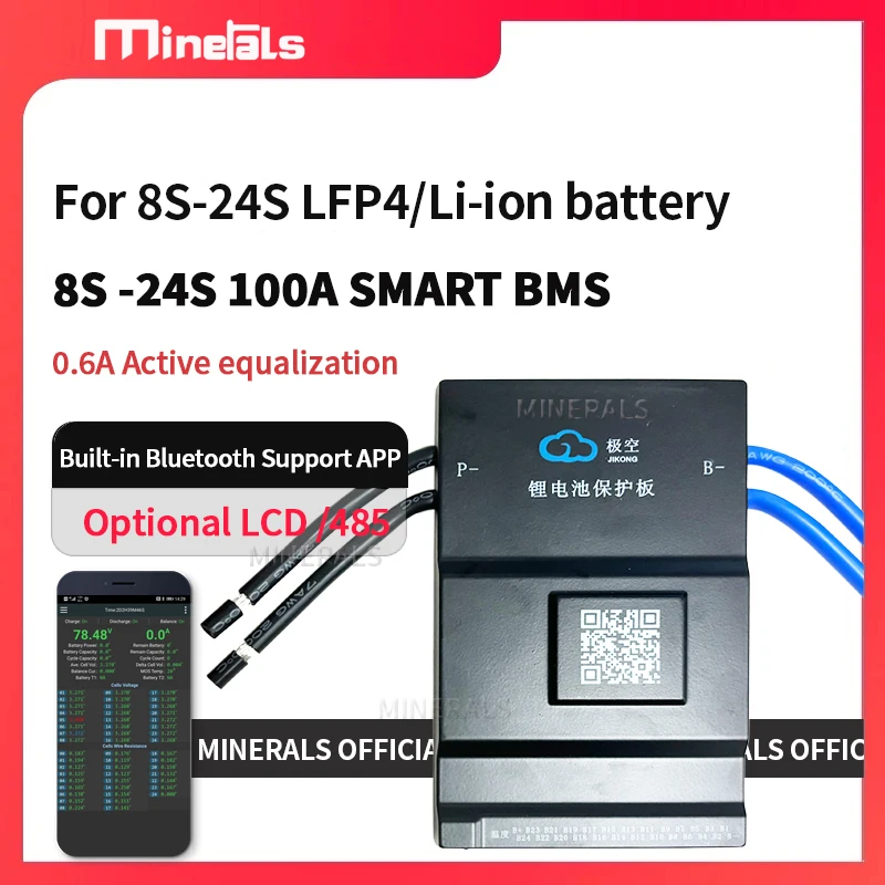 BMS 8S-24S SMART 48V 16S 60V LFP4 72V LiPo 17S 14S Podporuje Bluetooth App 100a aktívny vyváženie batérie E-Bike Jikong Battery PCM