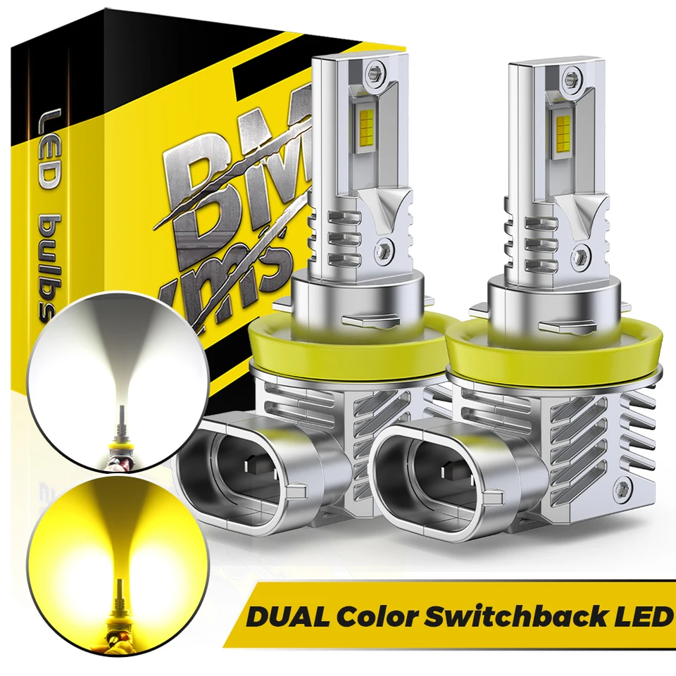 BMTXMS 2PCS H8 H11 LED žiarovky v ptf hmlovej žiarovke Duálna farba 50W Vysoký výkon 9005 HB3 9006 HB4 LAMP FANESS 6500K CSP Chip 12V