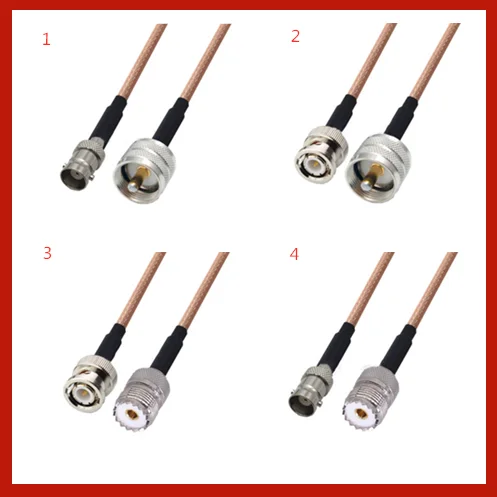 BNC na UHF PL259 CONTOKER SMENNÝ Jack & MALO Plug Pigtail Jumper RG316 Kábel 50 Ohm