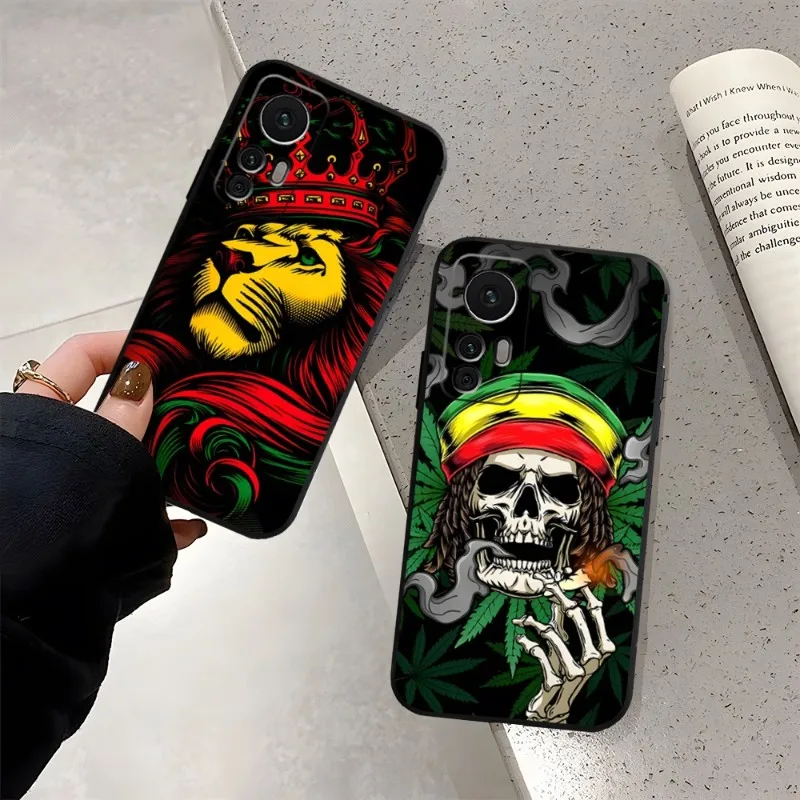 Bob Marley Rasta Lion Phone Case Funda pre Xiaomi 13 12 11 10T 9 T Pro Lite Ulltra X Mix4 Civi Black Coque