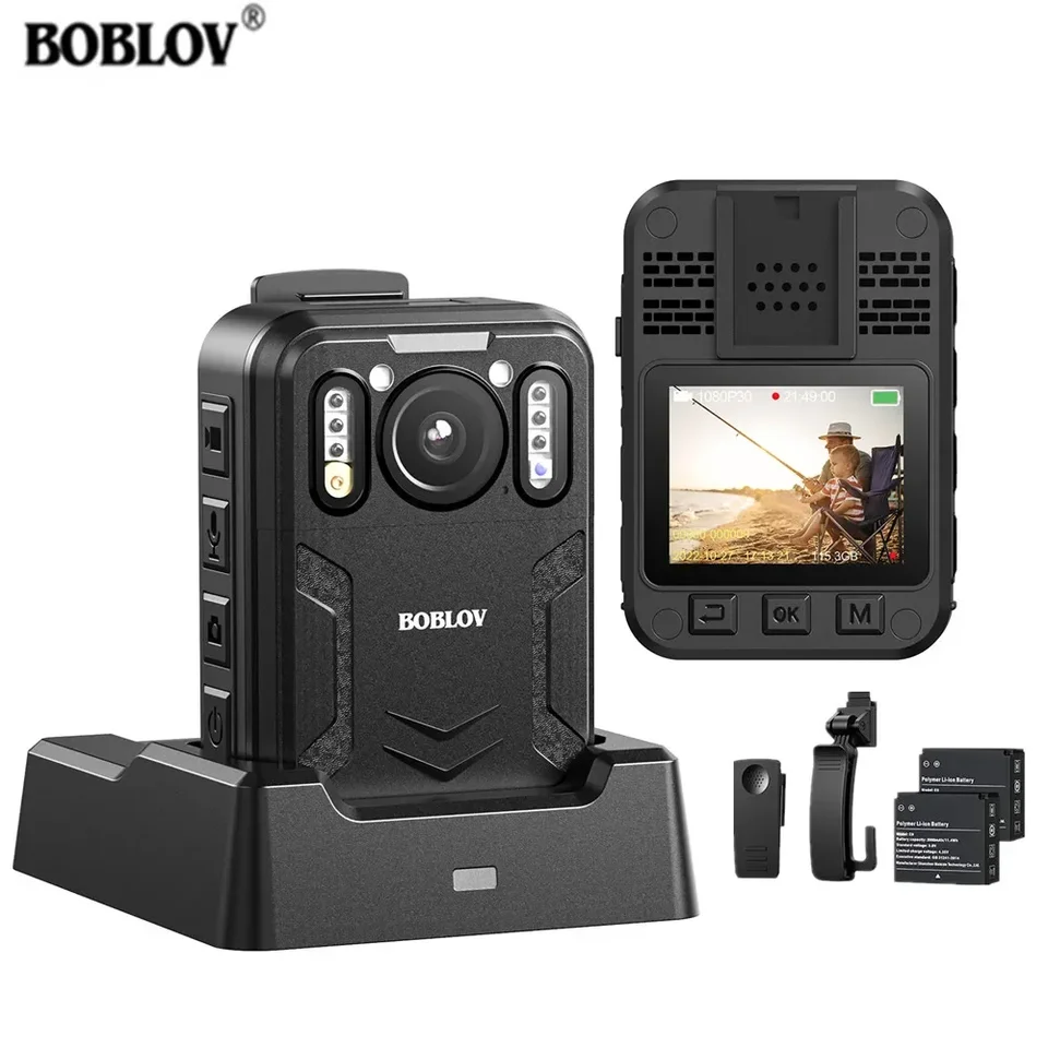 Boblov B4K2 128 GB 4K nosený fotoaparát s telom s GPS 2ks 3000 mAh batérie pre 14-16 hodín zaznamenajte 4K kamery videokamera Bodycam