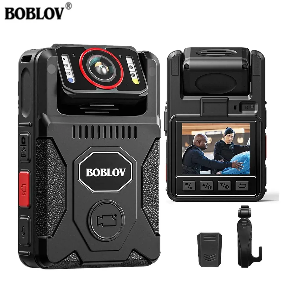Boblov M7 Pro 4K GPS Body Camera 128 GB/256 GB Video rekordér 180 ° otočná kamera 4000 mAh batéria po dobu 15 hodín zaznamenávania Bodycam
