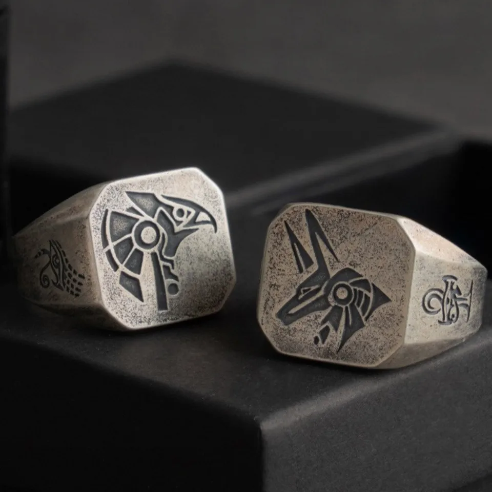 Bocai nový S925 Silver Man Ring Egyptský bohovia Eye of Horus Trendy retro studeného vetra Prispôsobené jednotlivé šperky