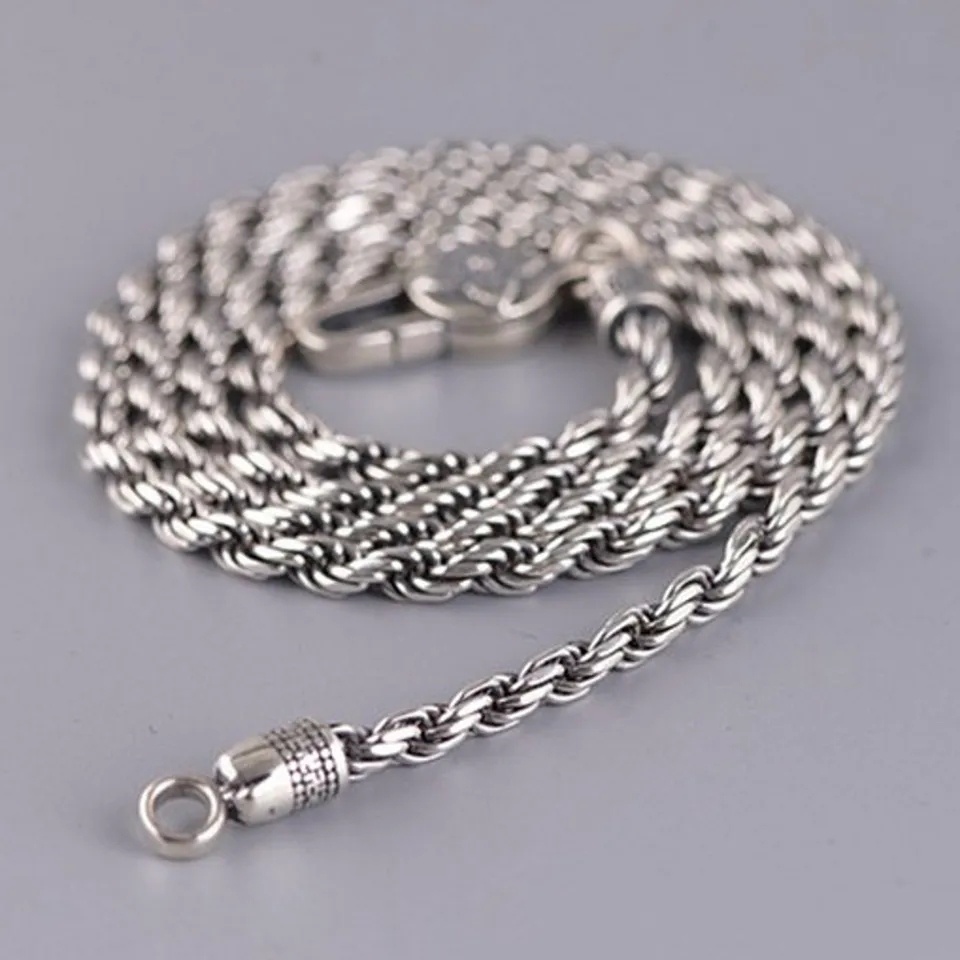 Bocai nový skutočný S925 Pure Silver Fashion Six-Word Mantra Vajra Pestle Buckle Man Náhrdelník Trendy šperky doplnky