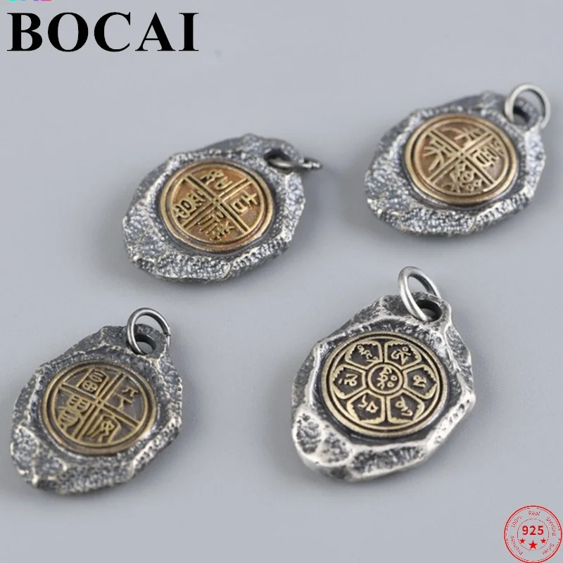 Bocai S925 Sterling Silver Pendants Populárne šesť slabiiek mantra meteorolite visiaci kvapka čistý argentum amulet pre mužov