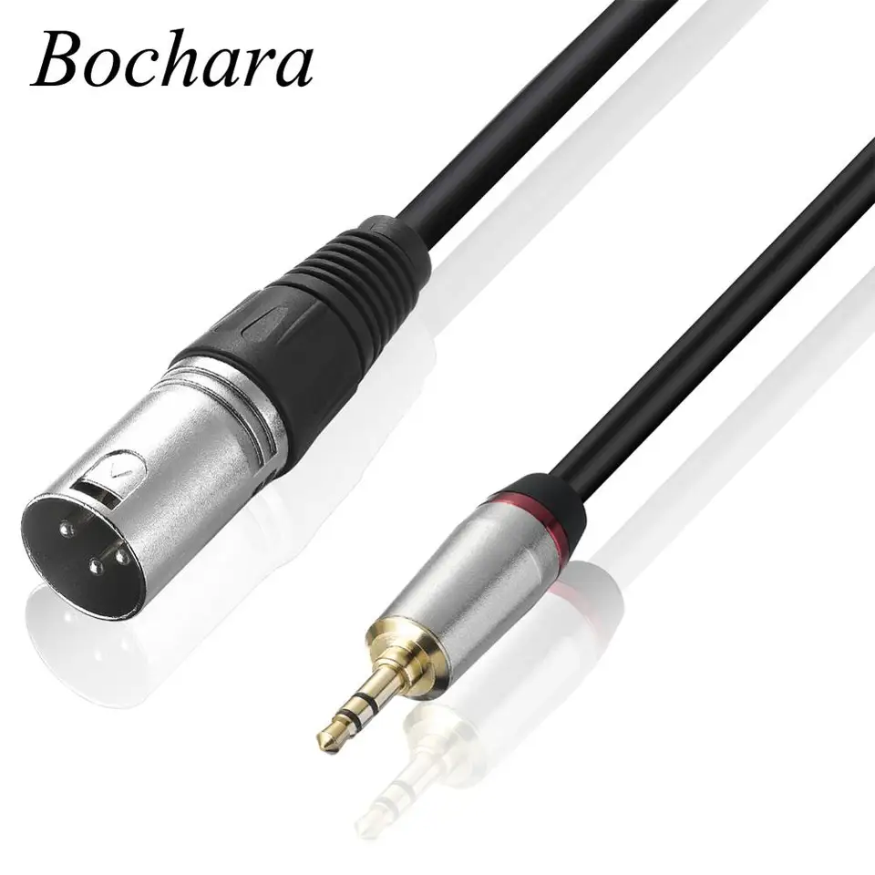 Bochara 3,5 mm stereofónny jack muž na xlr mužský kábel chránený pre mikrofón 1,8 m 3 m 5m 10m