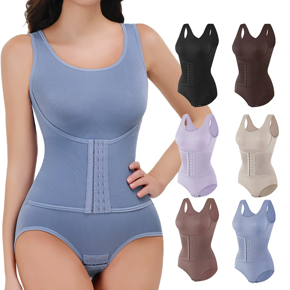 Bodyysuit Shapewear Double Breast Breast Control Body Shaper Popartum Slimming Woman Tréner